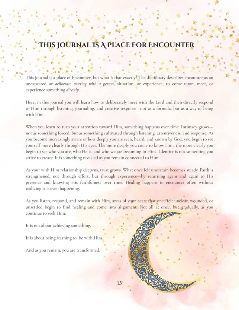 Journal page with gold stars and crescent moon